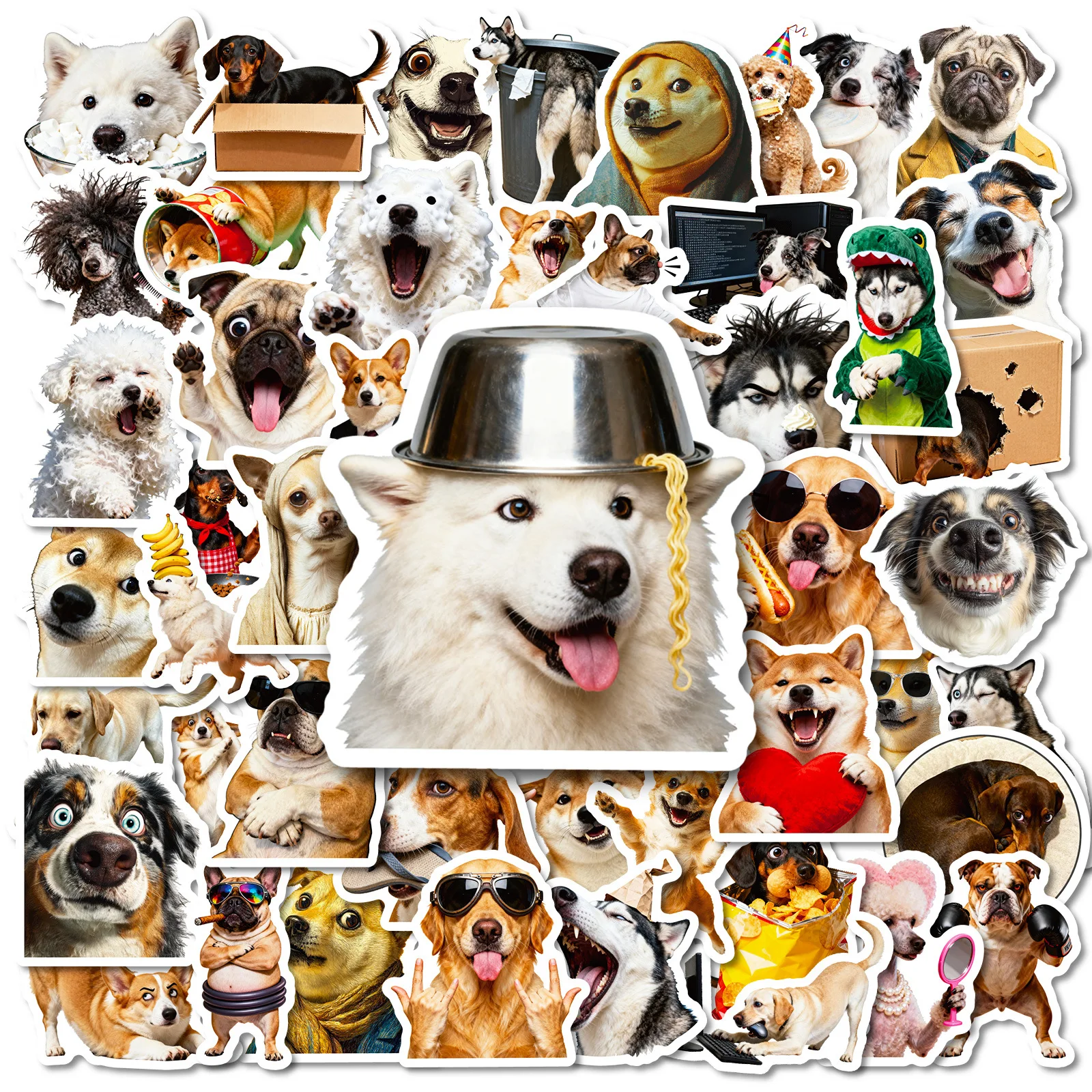 

56PCS Cartoon Cute Realistic Dog Meme Graffiti Sticker DIY Decorative Phone Case Notebook Water Cup Toy Gift Sticker