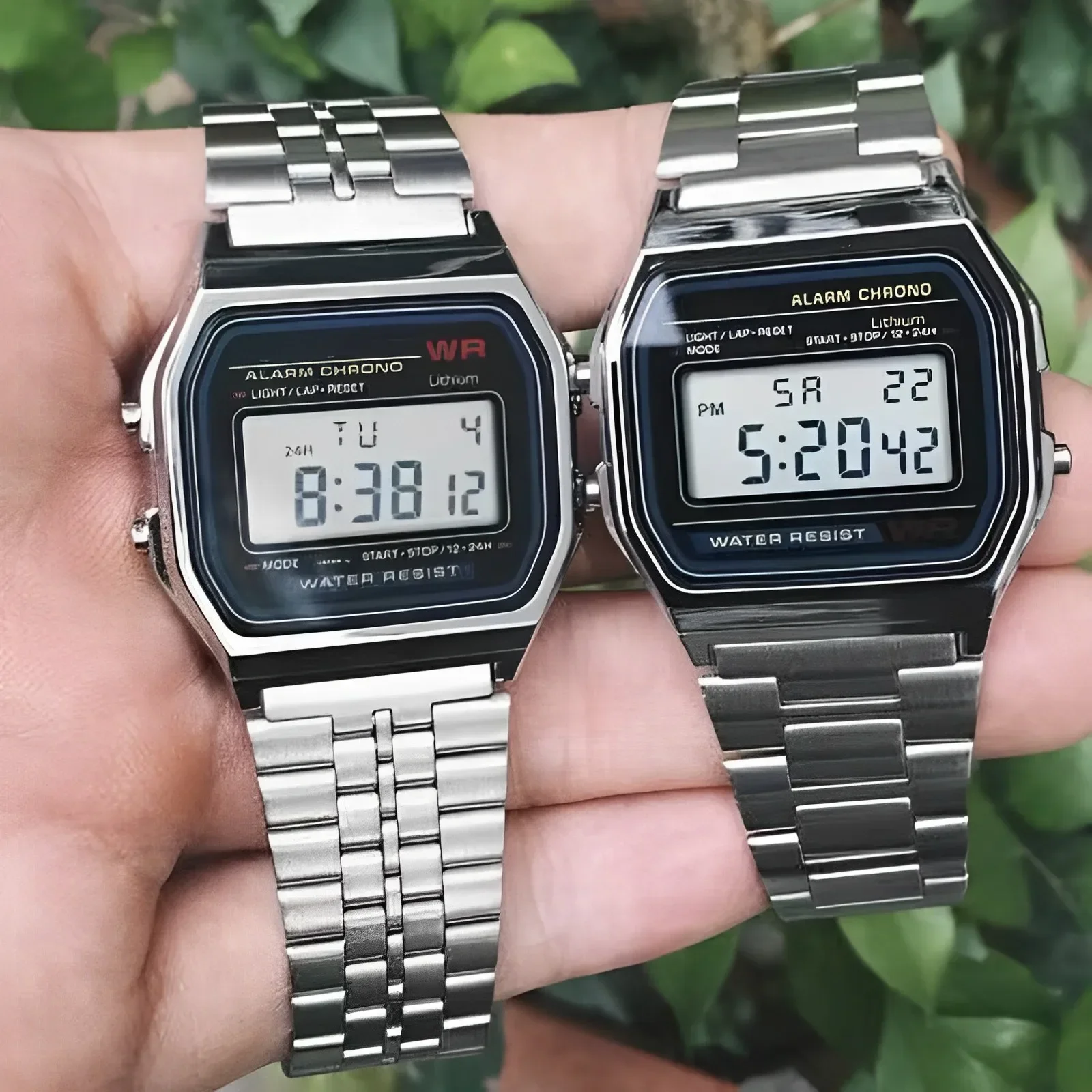 F91w Banduhr wasserdichte Retro digitale Edelstahl Sport Militär uhren Männer Frauen digitale elektronische Armbanduhr Uhr