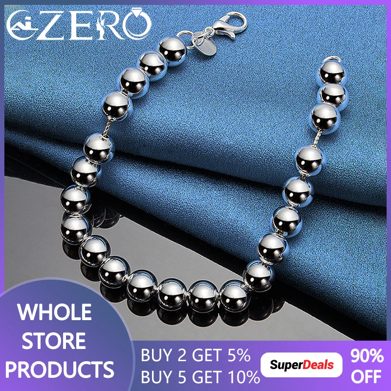 

ALIZERO 925 Sterling Silver 6mm Beads Bracelet For Women Bracelets Chain Fashion Wedding Engagement Party Jewelry