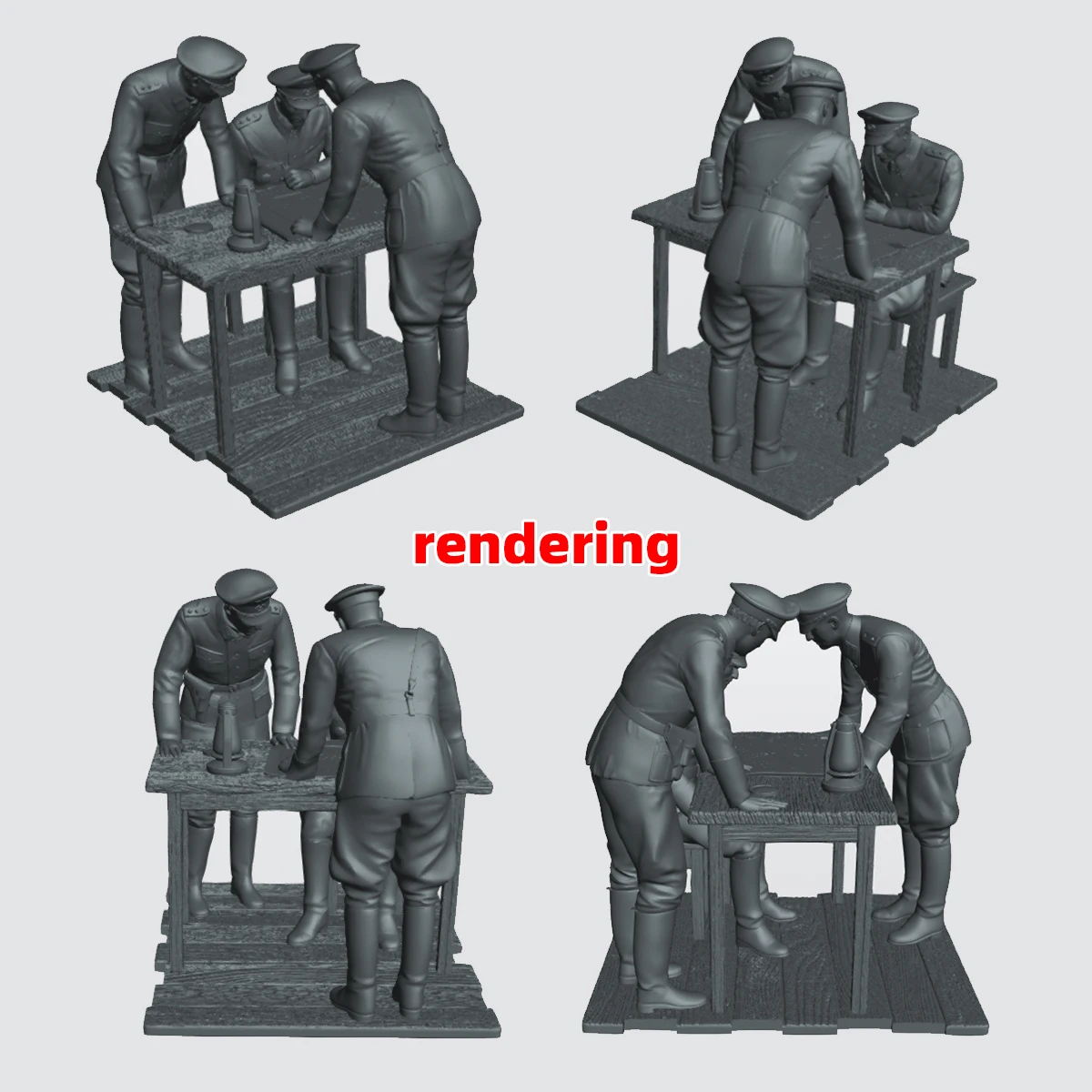 1/35 1/48 1/72 Modellbausatz 3D-Harz-Miniatur-Soldatenfiguren Unbemalte deutsche Militäroffiziere in einer Besprechungsszene Diorama – Detail 4