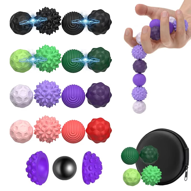 Fidget Toys Magnetic Stress Balls with Silicone Shell Cover for Adults Silicone Roller Magnet Balls Sensory Juguete Massage Ball