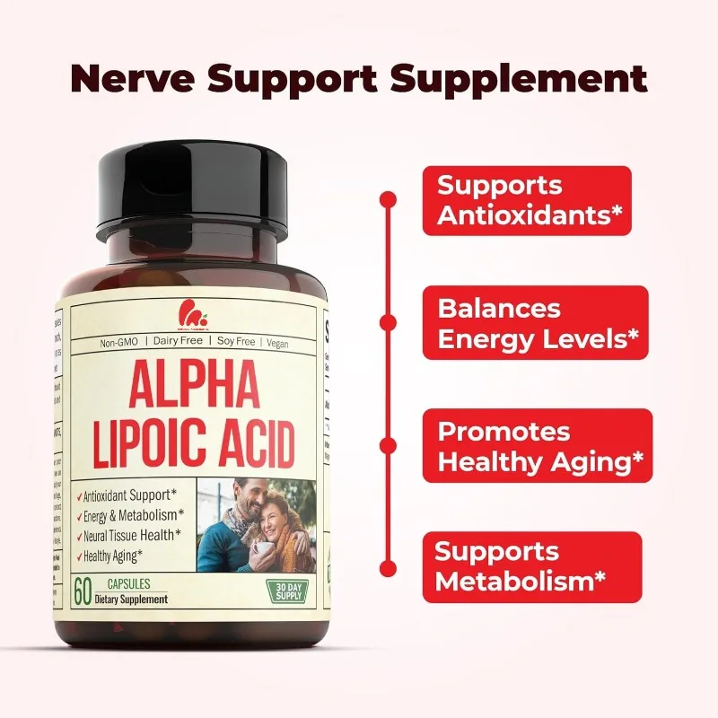 

Alpha Lipoic Acid - добавка ALA на 650 мг, используемая для антиоксидантной поддержки и здорового старения, здоровья, 60 капсул
