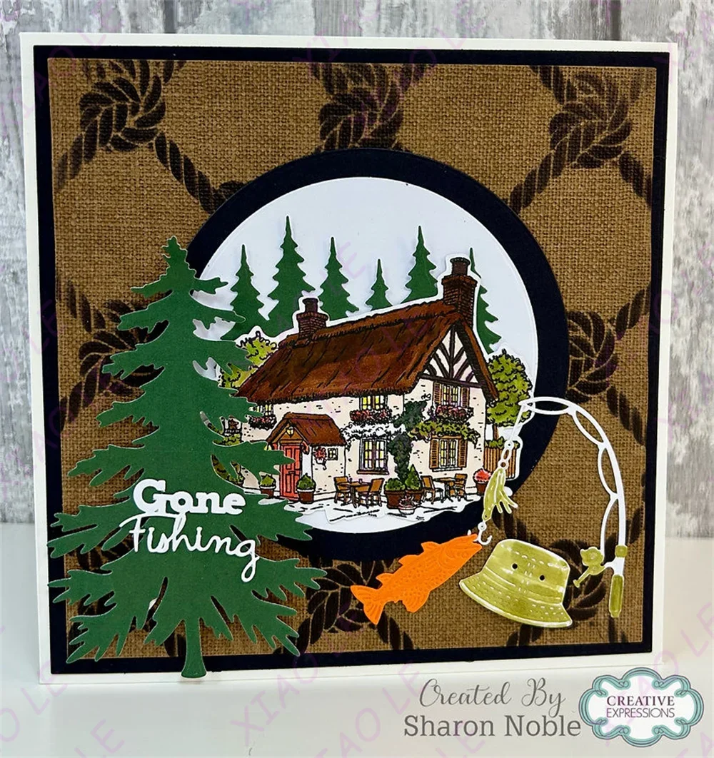 دع المغامرة تبدأ ذهب الصيد قطع معدنية يموت DIY بها بنفسك سكرابوكينغ صور قطع يموت ورقة بطاقات النقش الزخرفية