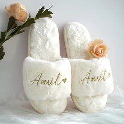 Pantofole soffici personalizzate matrimonio addio al nubilato regalo damigella d'onore pantofole Open Toe scarpe da festa al coperto pantofole in peluche Spa