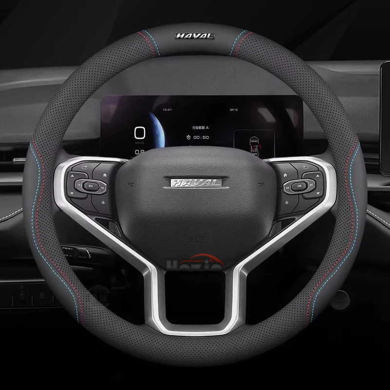 Leather Car Steering Wheel Cover for Haval H9 F7 Jolion H6 V7 2018 2019 2020 2021 2022 2023 2024 2025 2026 Interior Accessories