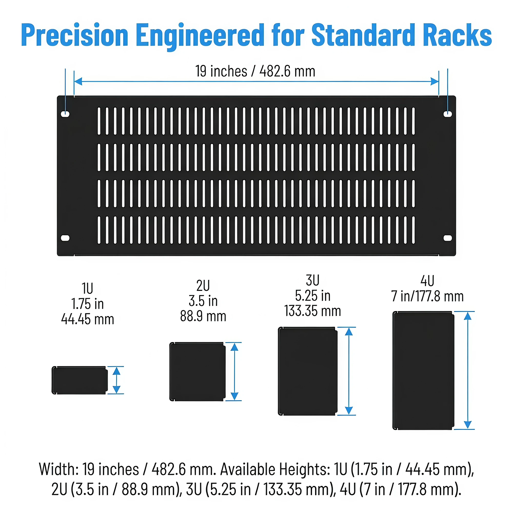 1/2/5Pcs 1U/2U/3U/4U Metal Blank Rack Mount Panel Spacer with Venting for 19-Inch Server Network Rack Enclosure Or Cabinet