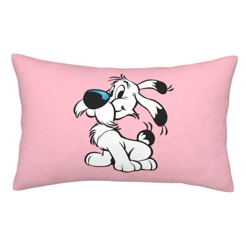 Custom Asterix And Obelix Dogmatix Funny Cartoon Dog Idefix Velvet Cute Throw Pillow Case Rectangle