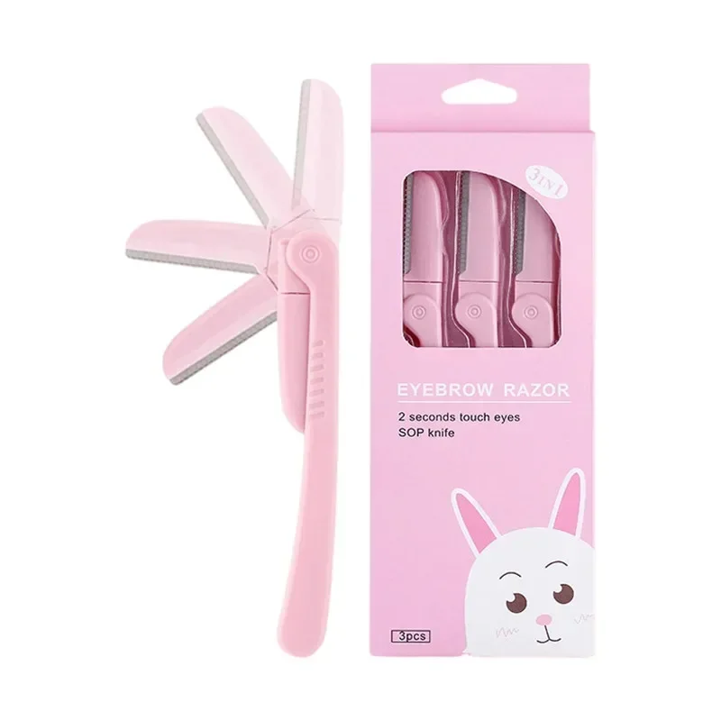 3 Pz/set Rosa Pieghevole Rasoio Sopracciglia Ascella Rasoio Per Capelli Bellezza Viso Eye Brow Shaper Rasoio Sicuro Ladies Viso Rasoio Sopracciglio Trimm