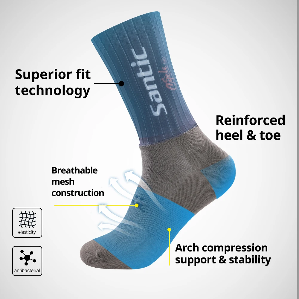 Santic Cycling Socks Unisex Men Women Outdoor Breathable Comfortable Sweat Absorbent Sports Socks MTB Road Riding Socks 1Pairs
