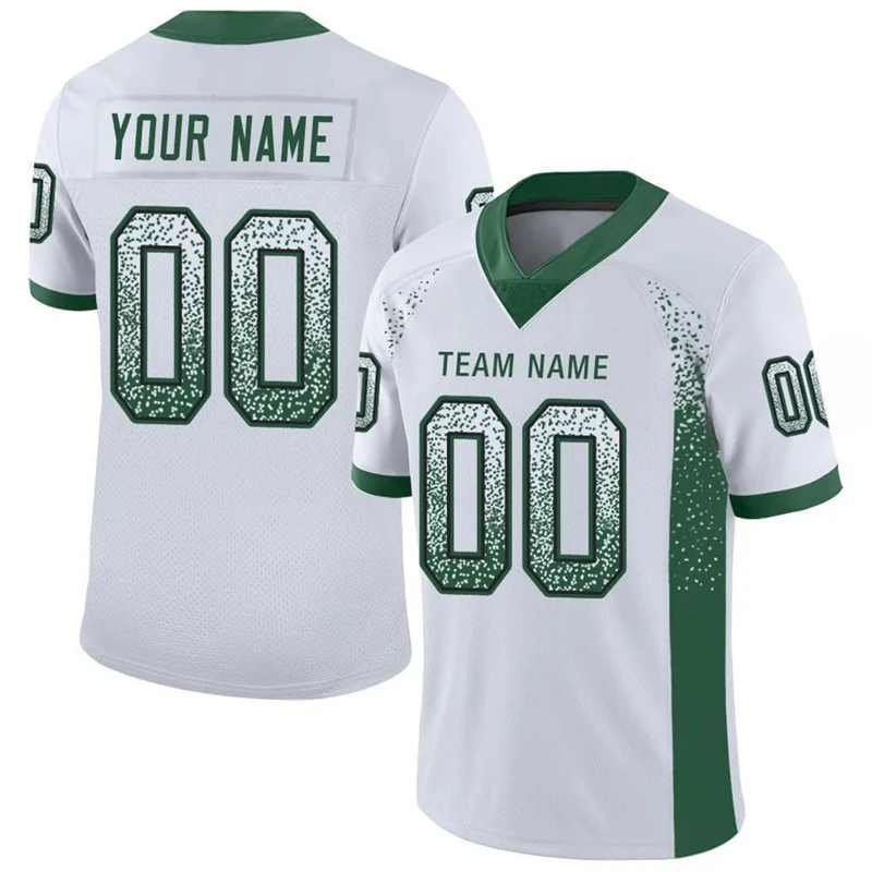 White Color Drift Fashion Football T Shirts For Men Custom Name Team Name Number V Neck Rugby T Shirts Casual Oversized Tops