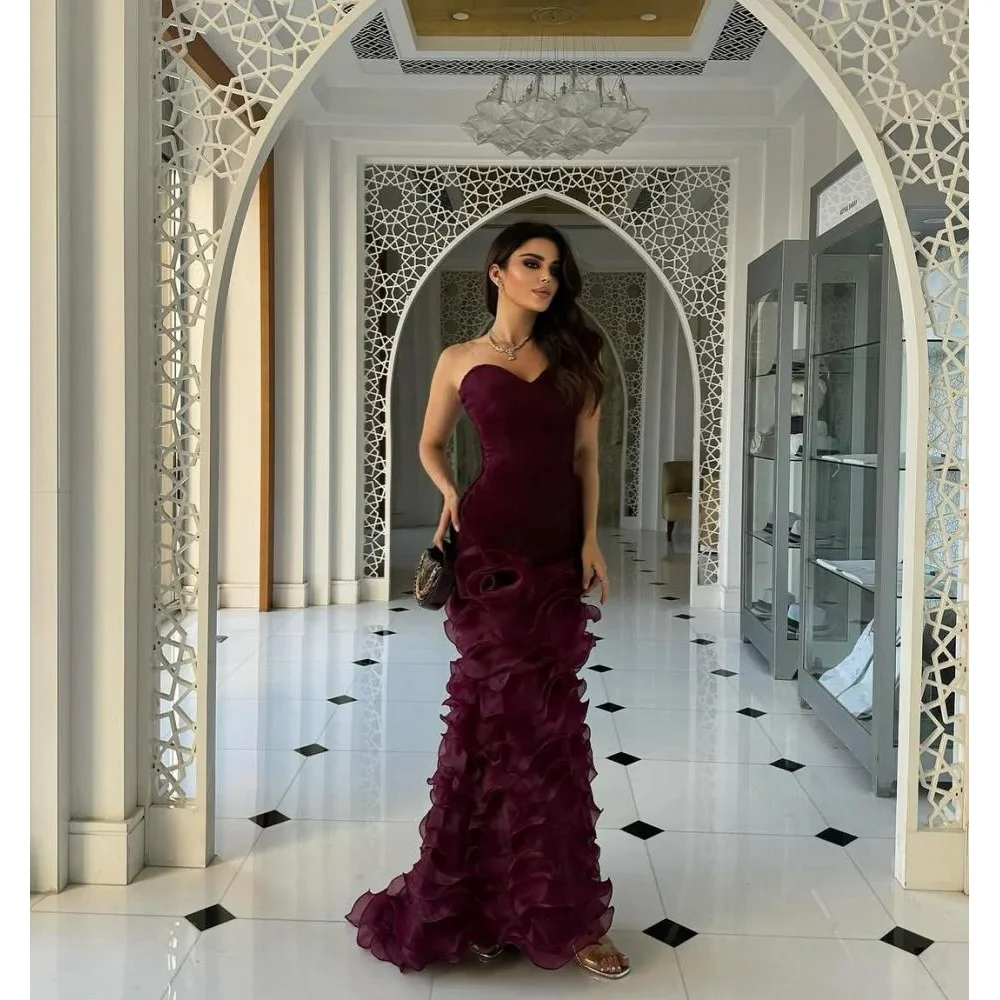 

Simple Evening Dresses Sweetheart Sleeveless Flowers Mermaid Evening Gowns Ankle Length Prom Dresses Dress Customized 2025