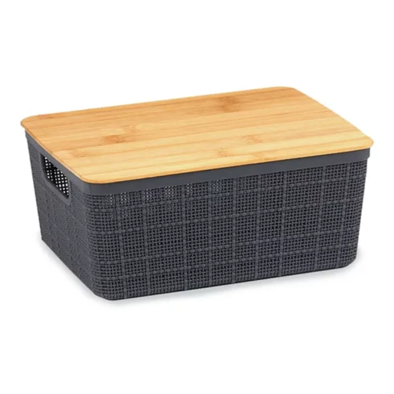 

2 Organizing Boxes 12 Litres Grey With Lid Bamboo Boxes, Boxes and Baskets Decorative Boxes