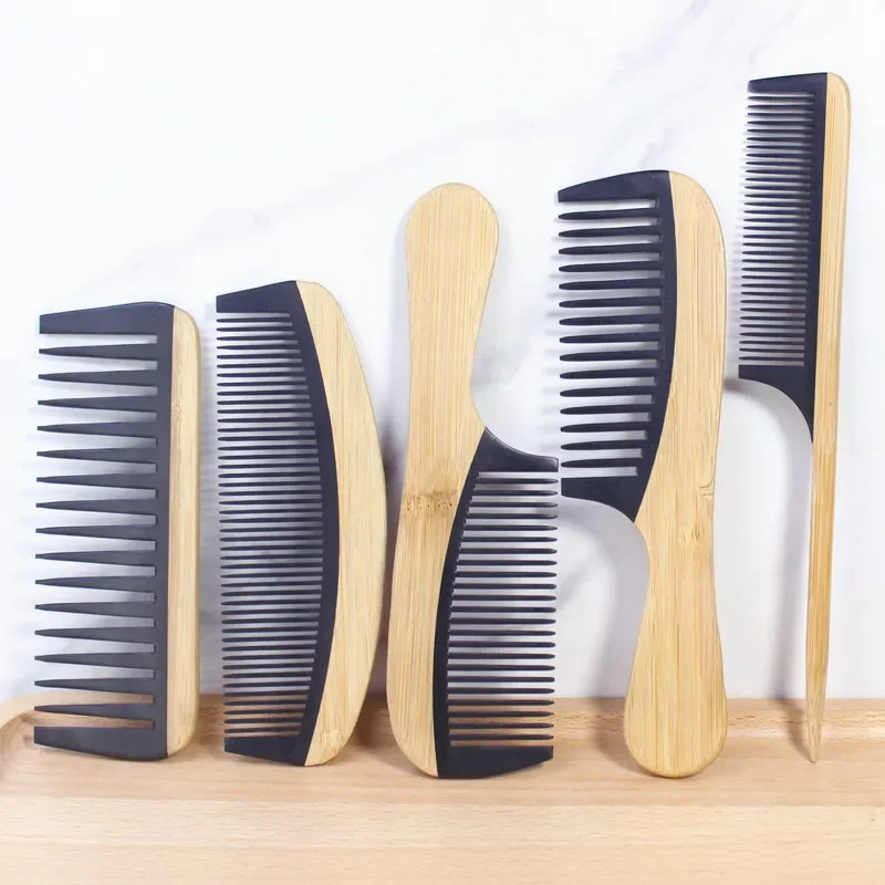 Natural Bamboo Wooden Tail Hair Combs Anti-Static Hairs Care Healthy Massage Close-Tooth Comb Professional Barber Styling Tools