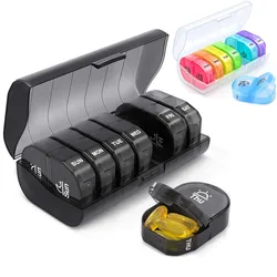 7 Days Pill Medicine Box Portable Travel Pill Cases Box 14 Grids Pills Container Drug Dispense Storage Box Pill Box Organizer