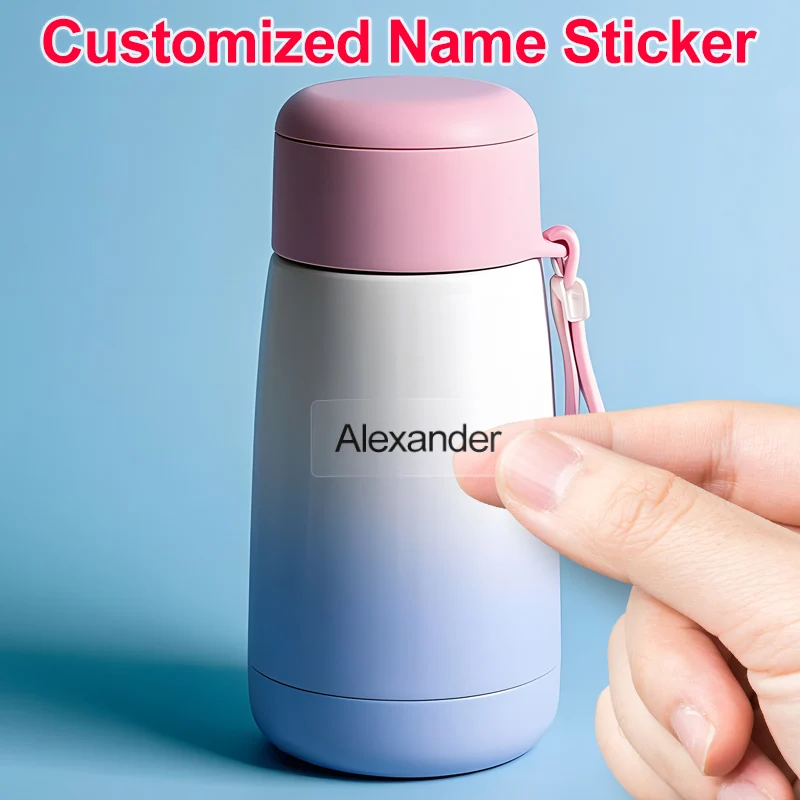 Custom Name Marking Stickers - Transparent Waterproof Labels for Kids Crafts, Sports Bottles & School Supplies,Multilingual Text