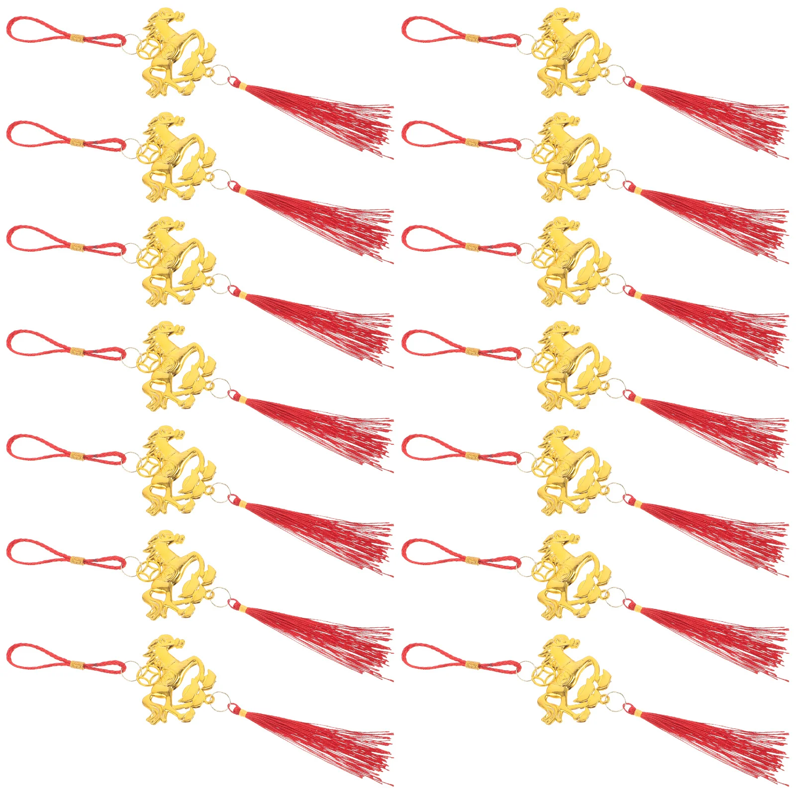 

20pcs Horse Year Pendant 2026 Chinese New Year Hanging Ornaments Red Tassel Lunar Zodiac Decor Tree Charm Good Luck Decoration