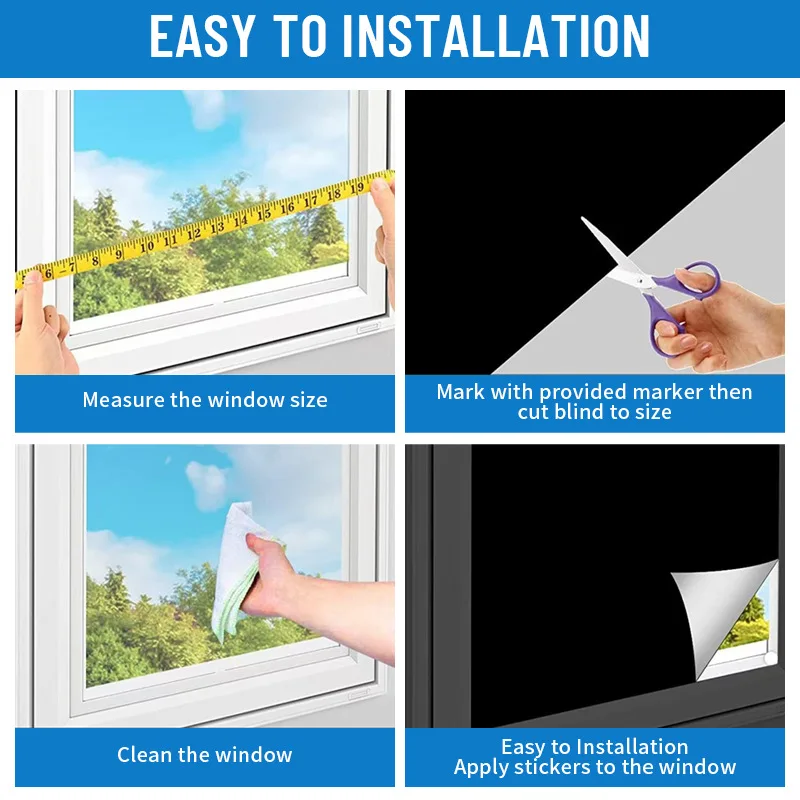 Removable Portable Blackout Curtain 420D Total Light Blocking for Window, No Drill, Temporary DIY Fabric for Travel and Bedroom