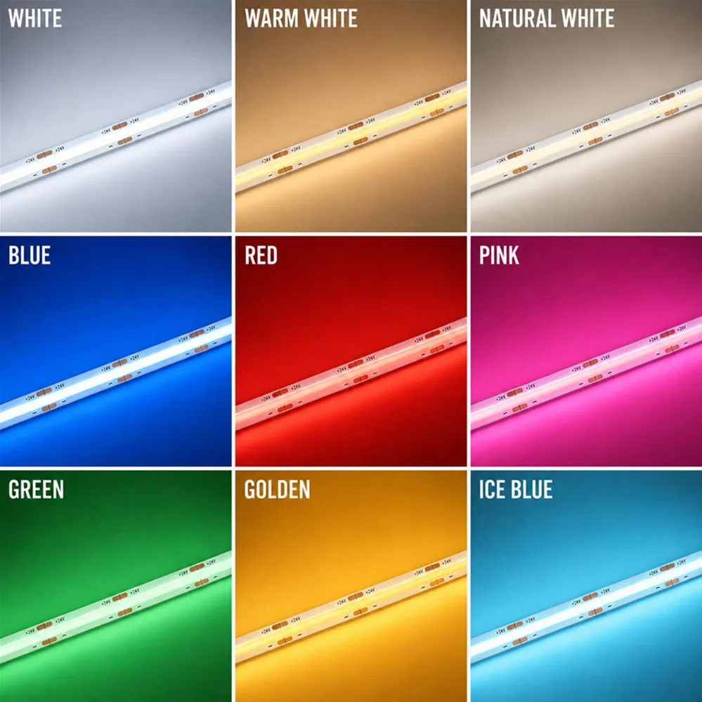 DC12V DuPont LED Light Cob Strips with 2M Cable Wire Under Cabinet Light 9 colors for Centralized Control Lamp Kitchen Lighting