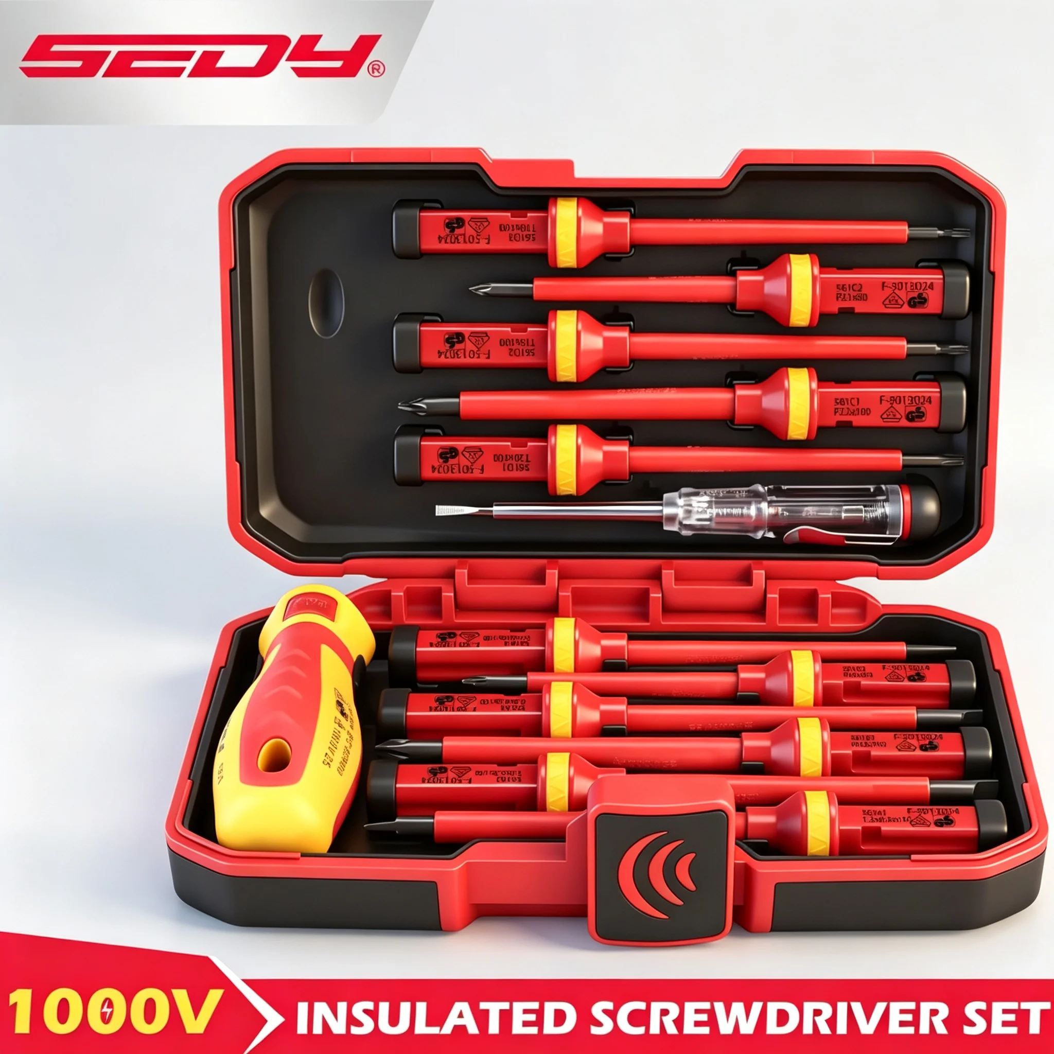 SEDY 13Pcs 1000V Insulated Screwdriver Set, VDE Certified Magnetic Tips Electrician Repair Tools for Home&Industrial Maintenance