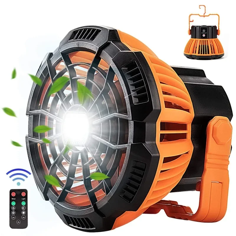 

USB Portable Rechargeable Adjustable Speed Lantern Camping Fan With LED Lights For Tent 5200mAh Battery Operated Powered