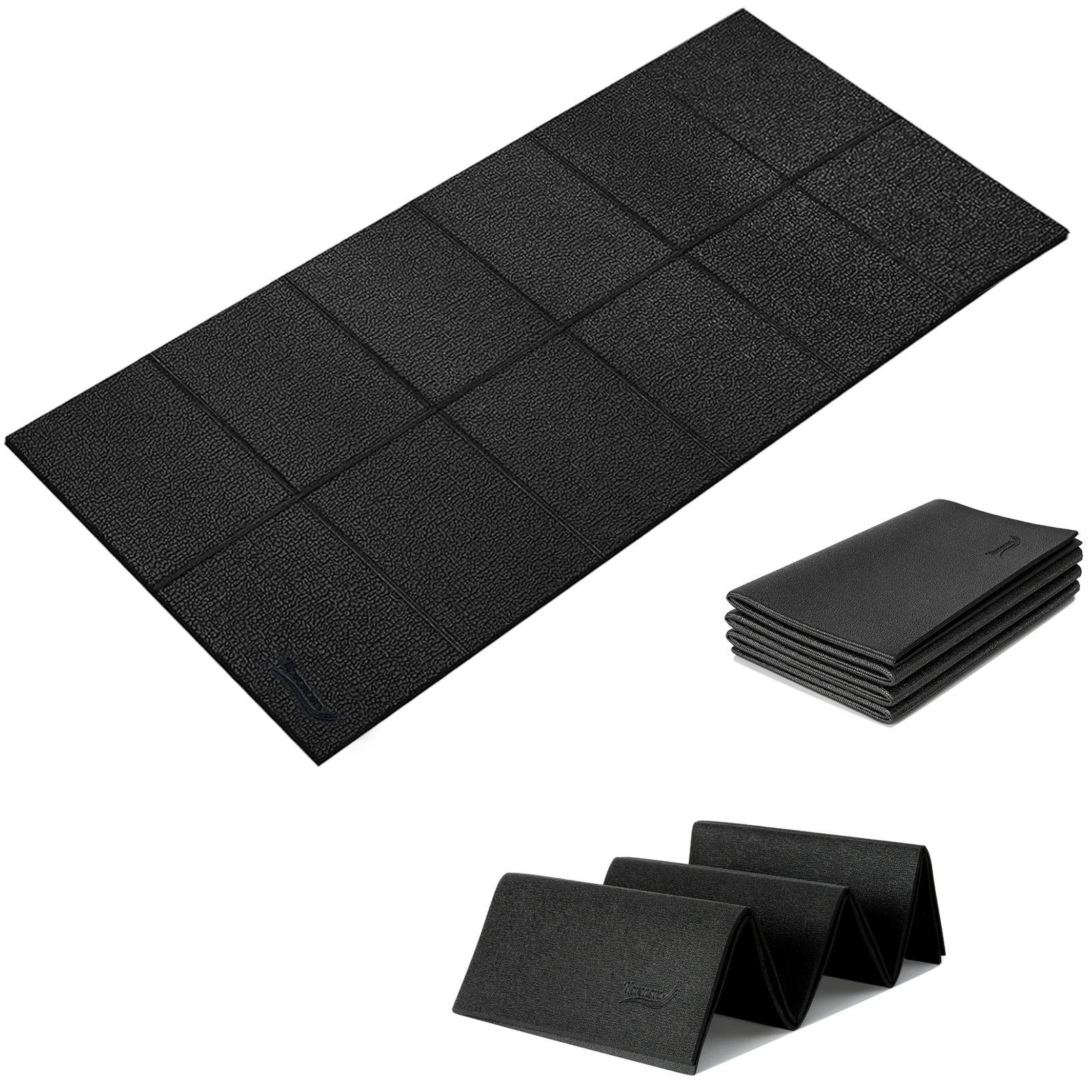 Tapis de Fitness et de Gymnastique Epais Pliable, Tapis de Sport Antidérapant, Tapis Home Trainer Musculation Confortable, Pilates Yoga Mat Thick Voyage Noir pour Homme Femme (Noir-120*80CM)