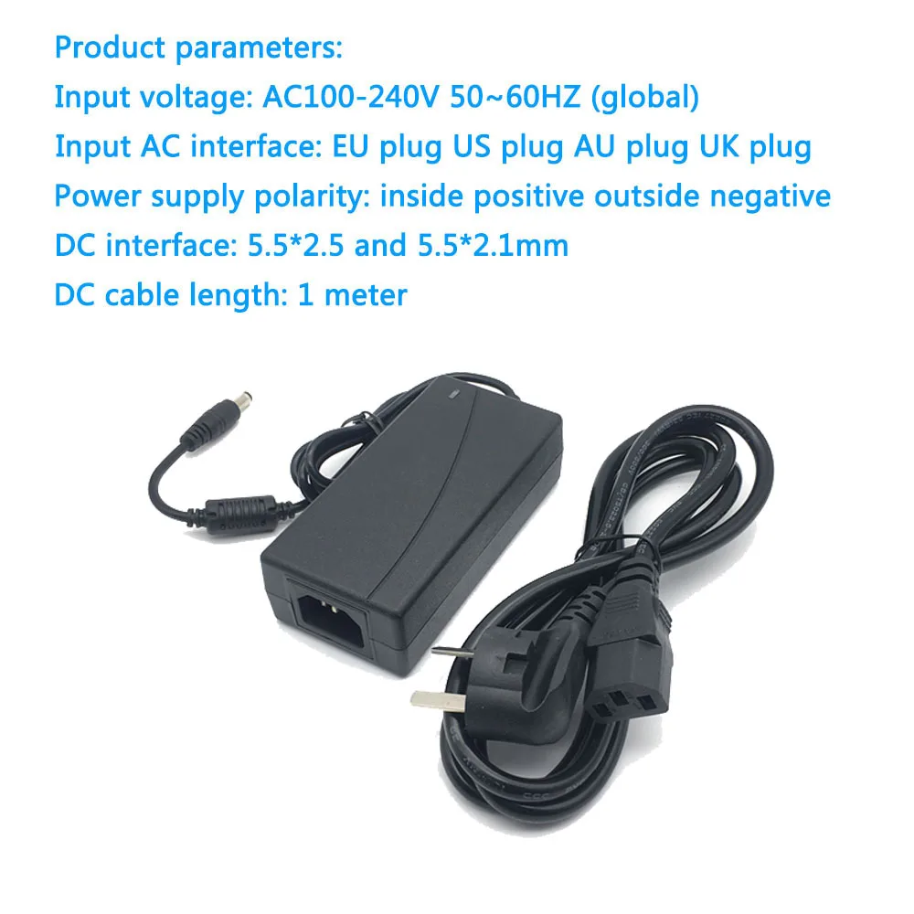 AC 100V-240V Converter DC 48V 2A Power Supply Adapter 48W 2000mA Adaptor Volt For CCTV Security Surveillance POE Injector