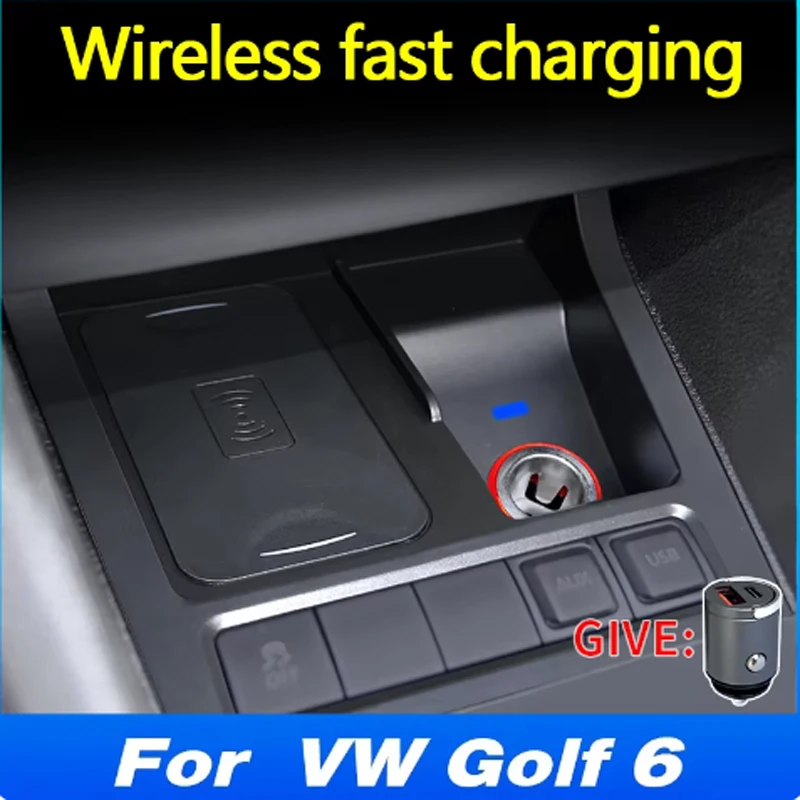 Car Wireless Charger for Volkswagen Golf 6 MK6 Scirocco Golf 5 MK5 EOS Sagitar 2008-2013 QI 15W Quick charging panel