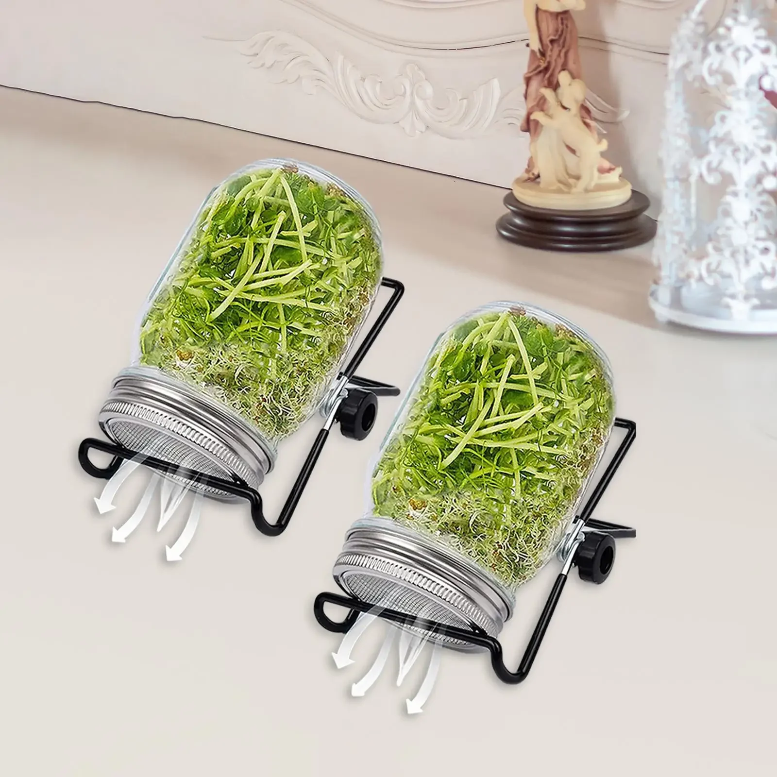 

Stainless Steel Sprouting Jar Stand Adjustable Sprouting Lids Kit for Canning Jars Bean Germination