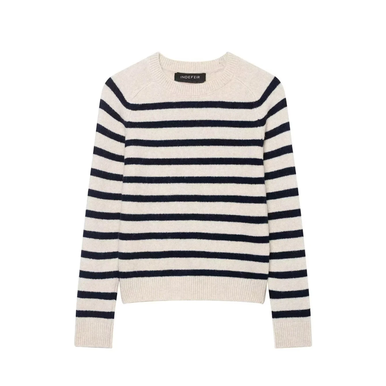 

Women's Spring Autumn New Casual Stripe Sweater Female O-Neck Slim Fit Elegant Commuter Pullover Street Long Sleeve Knitted Top