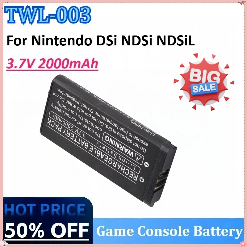 

New TWL-003 3.7V 2000mAh High-Capacity Game Console Battery for Nintendo NDSiL DSi NDSi High Quality Rechargeable Battery
