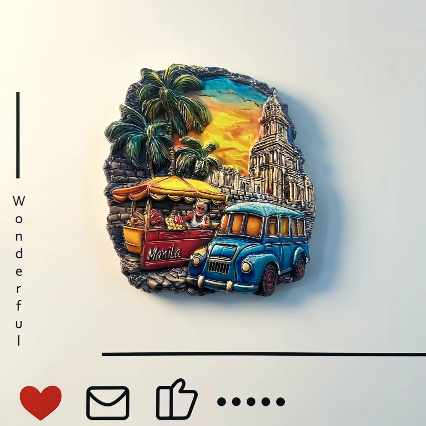 Filipinas, capital, estilo Manila, pegatinas para frigorífico, coches Jeepney, resina creativa, características para el hogar, decoraciones