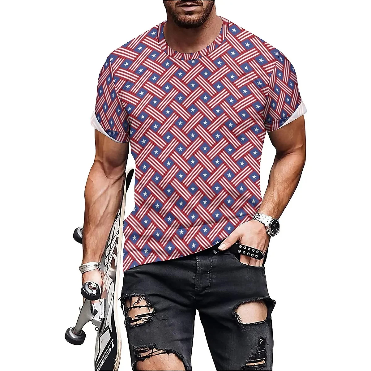 

Summer Sports Streetwear Men's 3D Printed Short-Sleeve T-Shirt - Men's Casual Top