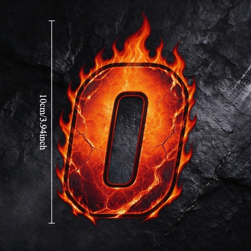 Reflective Volcano Flame Racing Number Vinyl Decal Waterproof Removable Sticker for Bike Helmet Off Road Smooth Surface