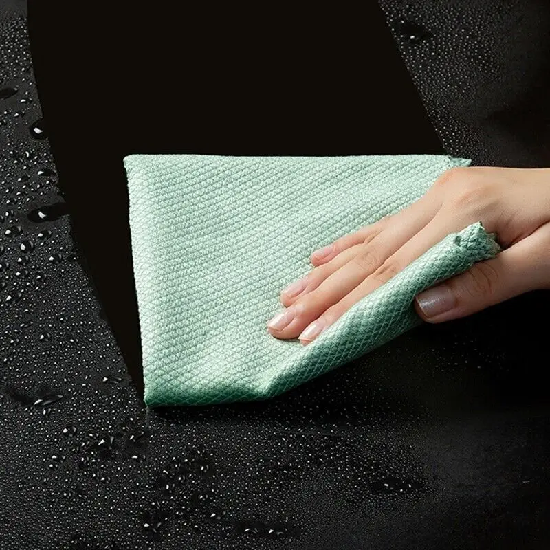 Thickened Absorbent Rag Double-Sided Coral Velvet Cleaning Dishcloth Fish Scale Pattern Dish Towel Kitchen Dishwashing Rags