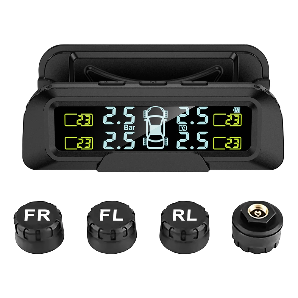 

Система контроля давления в шинах с 4 внешними датчиками, USB/солнечная, TPMS, для легковых автомобилей, седанов, внедорожников