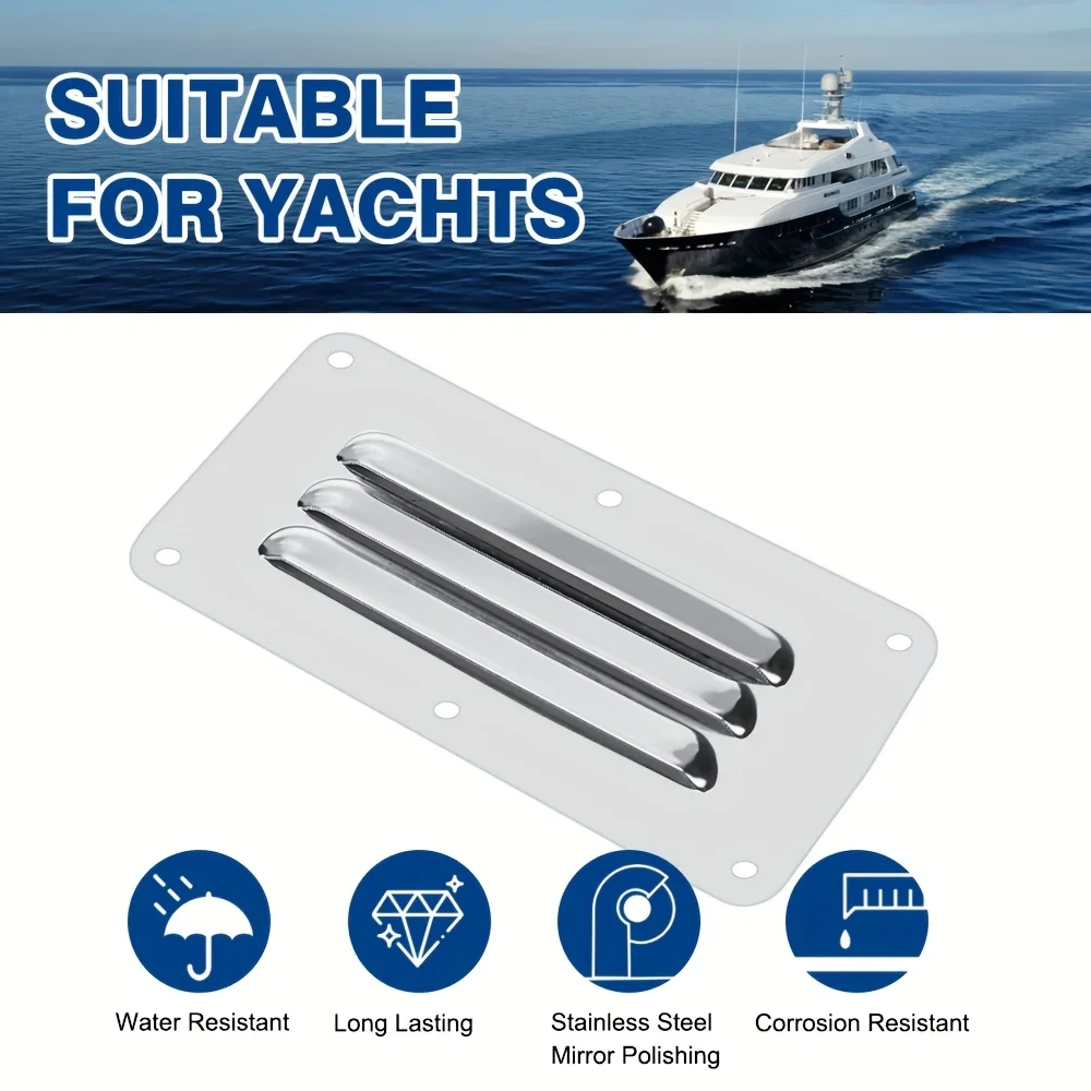 1PC 304 Stainless Steel Louvered Ventilation Grille Air Vent Hatch Cover Rectangular Boat Ventilation for Ships Yachts Caravans