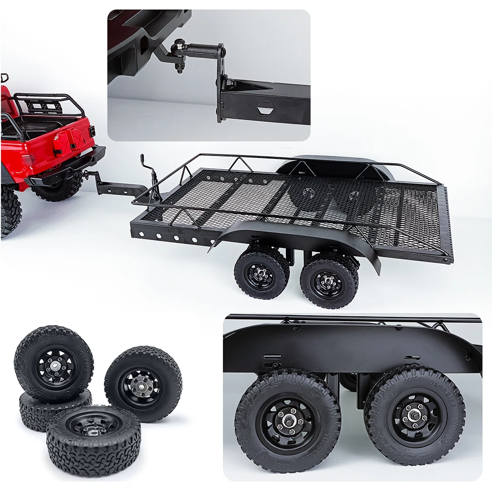 AXSPEED Metal Trailer for 1/18 1/24 1/10 1/8 RC Crawler Car Axial SCX24 SCX10 90046 TRX4 TRX6 TRX4M Upgrade Tools