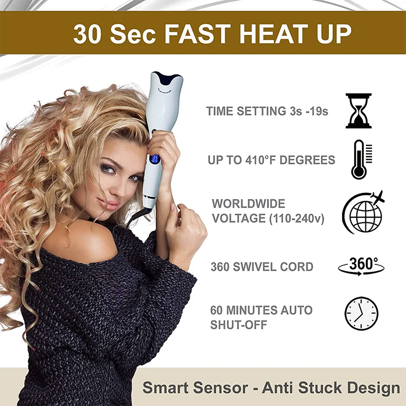 Rizador de pelo automático multifunción, varita de cerámica, palo de pelo rizado rosa, herramientas de peinado profesionales