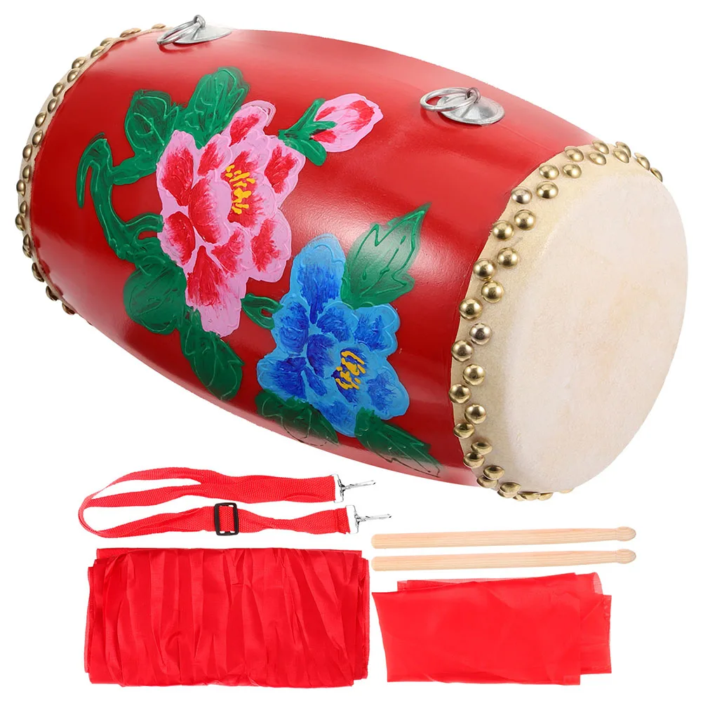 

Solid Wood Waist Drum Hand Drums for Adults Musical Instrument with Neck Strap Chinese Held