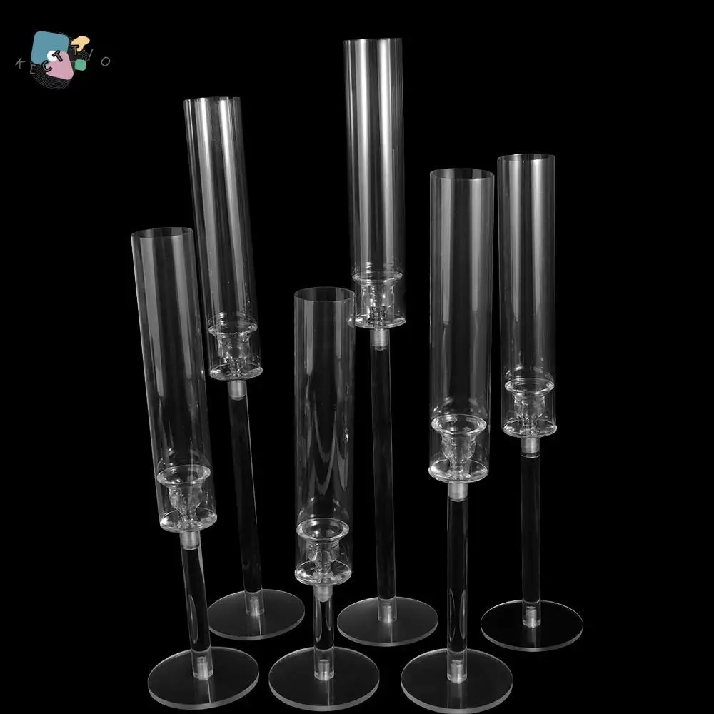 

3 Pcs/set Acrylic Crystal Candle Holders Clear high quality Candlestick delicate Road Lead Candelabra Christmas Decor