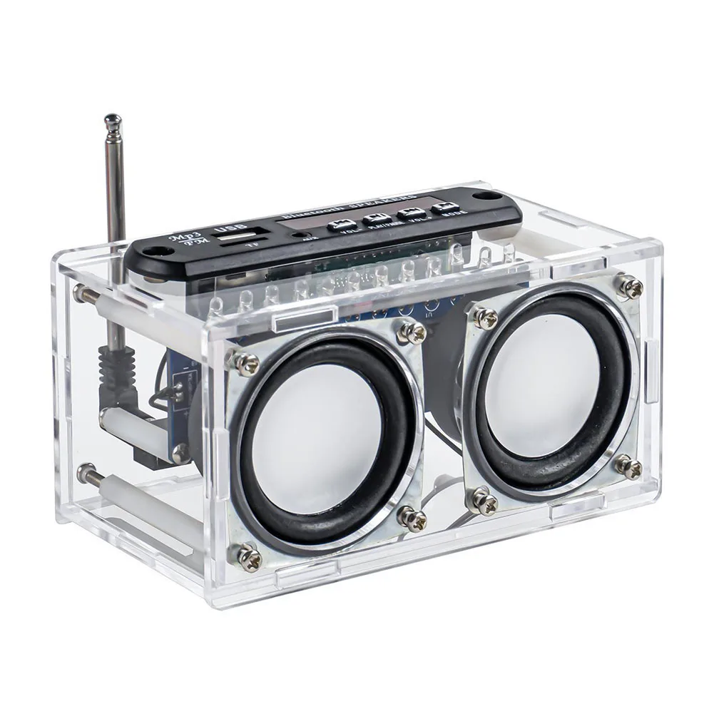 DIY Speaker and FM Radio Combination Kit for Soldering Practice with External Storage Playback Support ABS Material Construction
