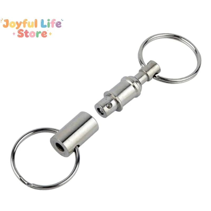 Hot 1Pc Double Removable Key Ring Silver Steel Removable Key Ring Quick Release Key Chain Outdoor Gadgets Camping Pen