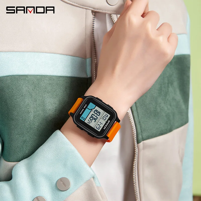 SANDA 2210 Sports Men's Electronic Watch Multifunction Calendar Luminous Countdown Waterproof Student Digital Watch reloj hombre