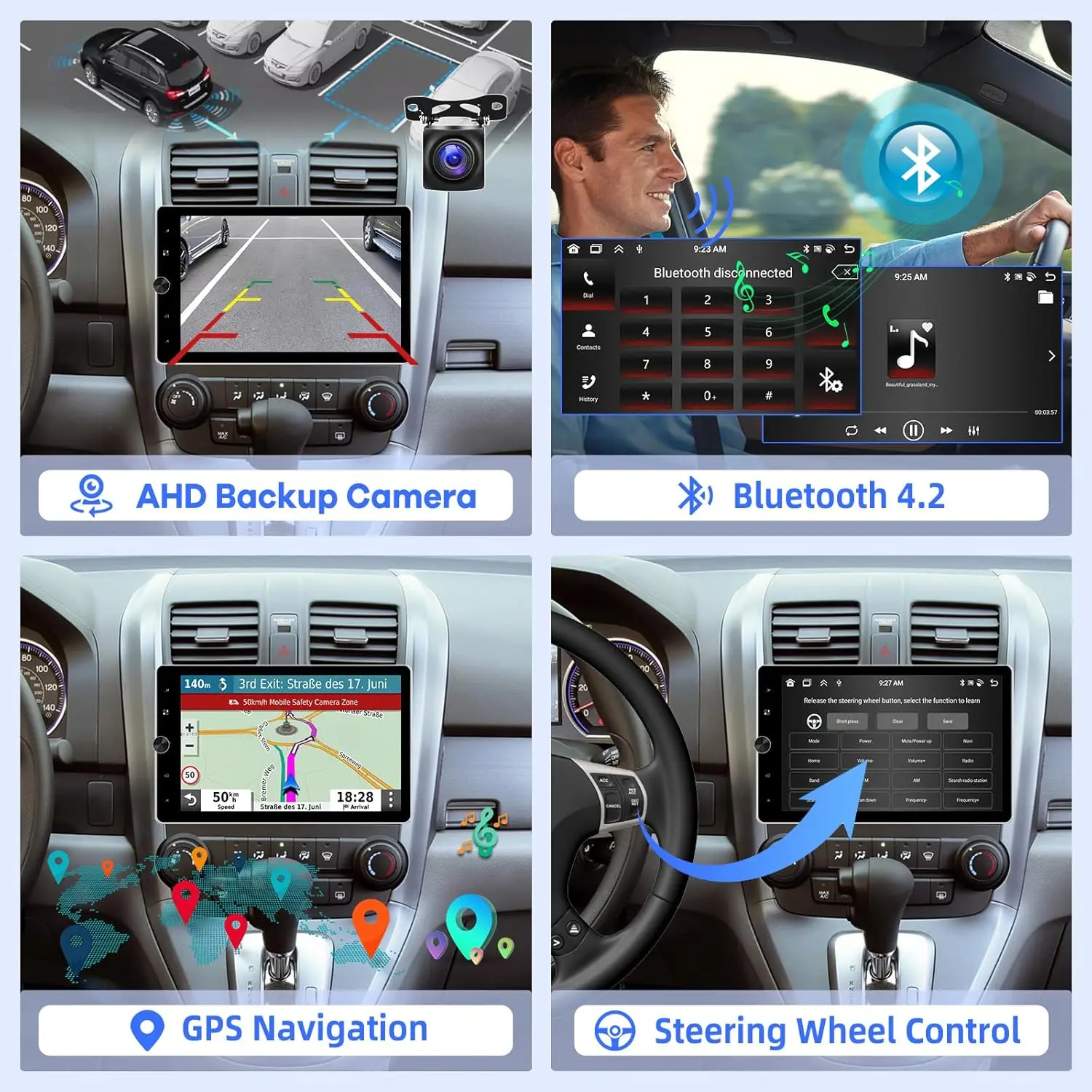 2G + 64G Автомобильная стереосистема Android 13, 10,4-дюймовый радиоприемник с сенсорным экраном и беспроводным CarPlay, Android Auto, Bluetooth 4,2, GPS, FM RDS