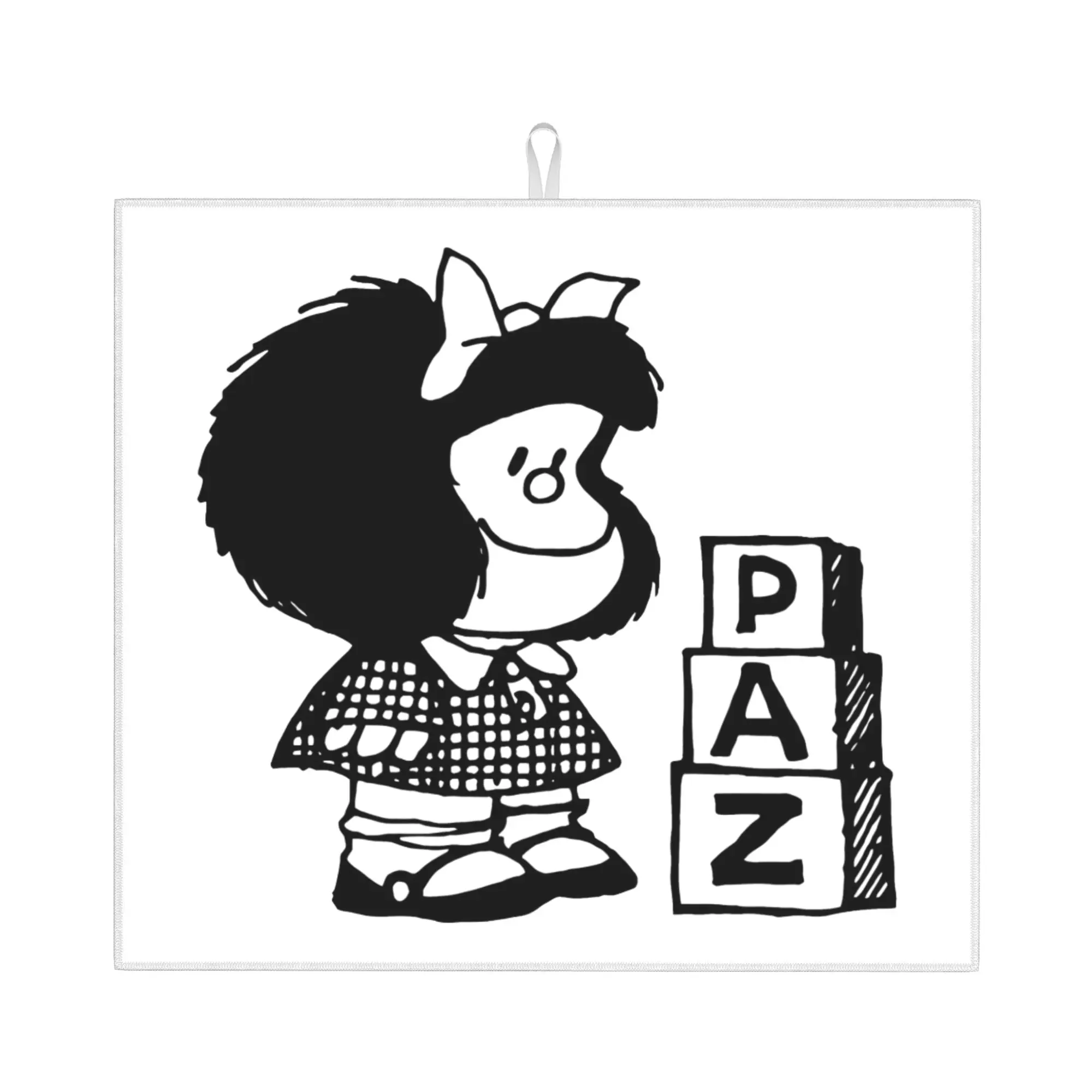 Drying Mat For Kitchen Mafalda Argentine Cartoon Quino Comic Water Absorbent Waterproof On Slip Kitchen Counter Protector Mat