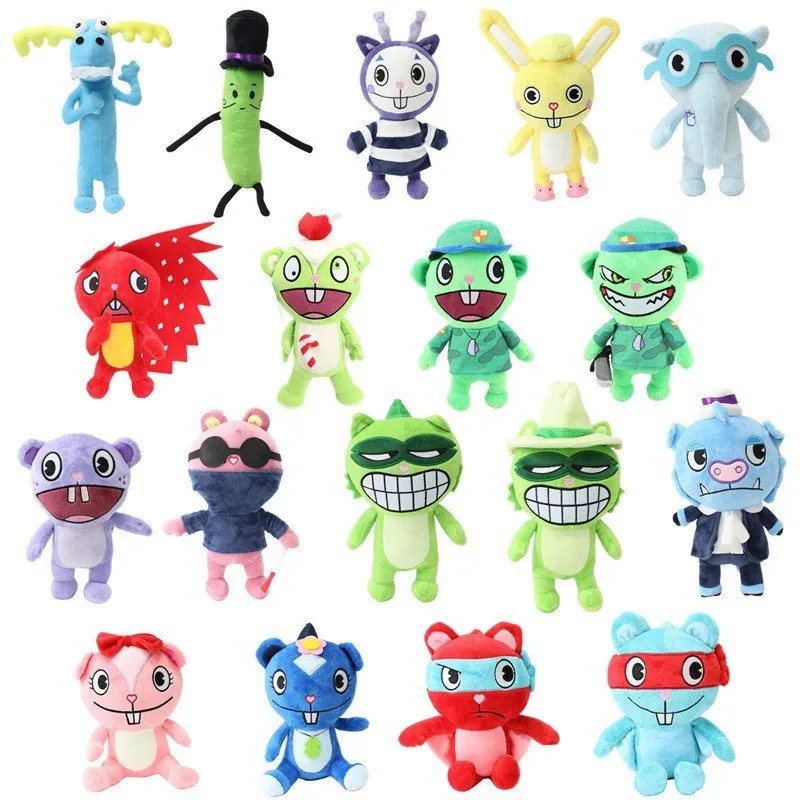 Cute Animal Friends Happy Tree Friends Anime Plush Toy Dolls Military Flip Design Soft Stuffed Characters for Kids