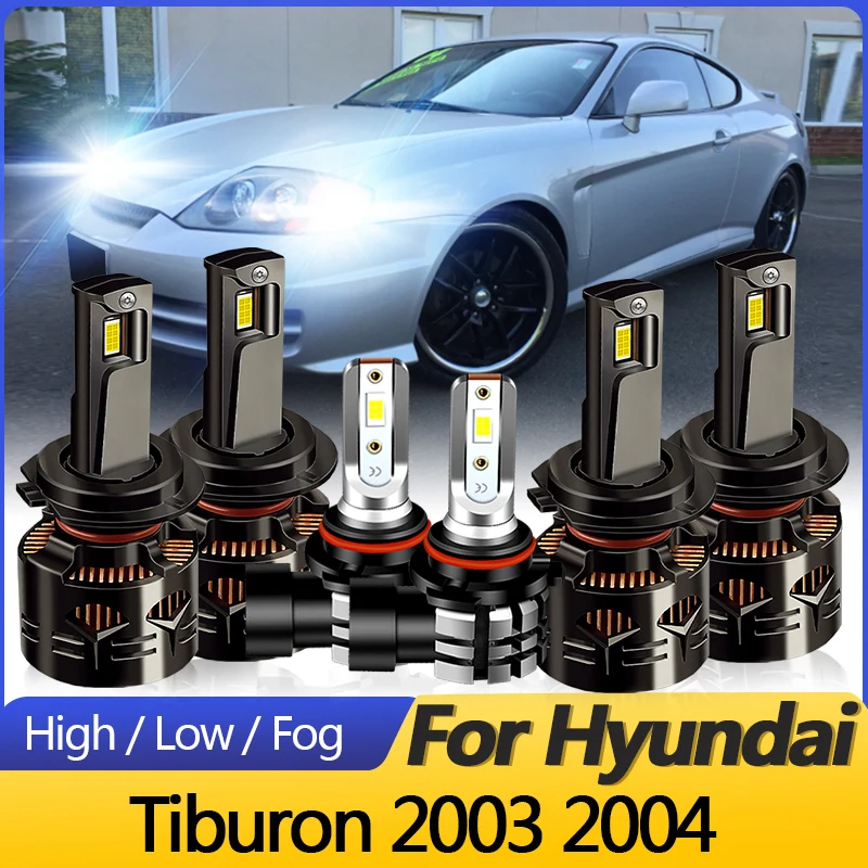 2PCS 12V High quality White CANbus For Hyundai Tiburon 2003-2004 LED Headlights High Beams Low Beams Fog Lamp 30000LM Plug&Play