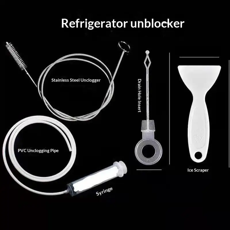 4/5Set Refrigerator Drain Hole Clog Remover Easy Store Fridge Dredge Cleaning Kit for Kitchen Fridge Regular Care