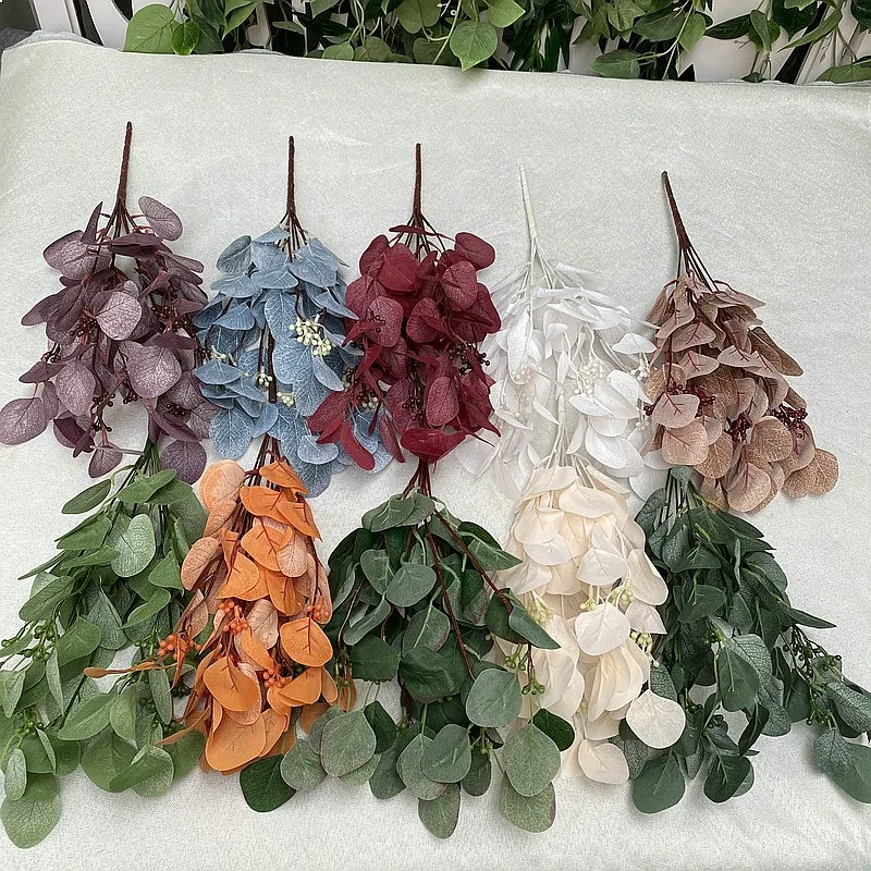 10pc Artificial 9-Branch Bean Leaf Plant Bundle Fake Greenery for Home Decor