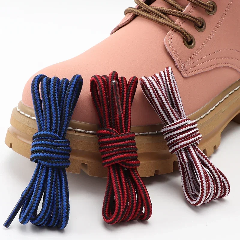 Striped Double Color Shoelaces Round Cotton Shoe Laces Outdoor Boots and Sneakers Shoelace 18 Color 70CM 90CM 120CM 150CM 1 Pair